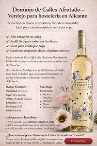 Dominio de Calles Afrutado Verdejo – vino blanco para hostelería en Alicante